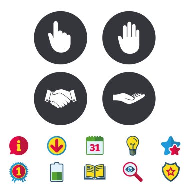 el simgeler. el sıkışma ve buraya tıklayın simgeleri.