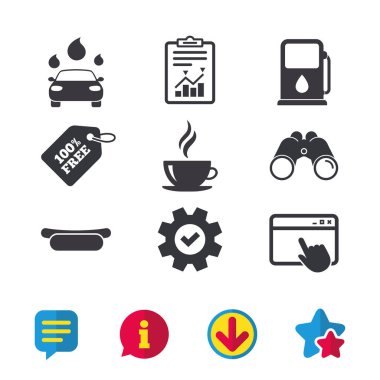 benzin veya gaz istasyonu simgeler Hizmetleri. Oto yıkama.