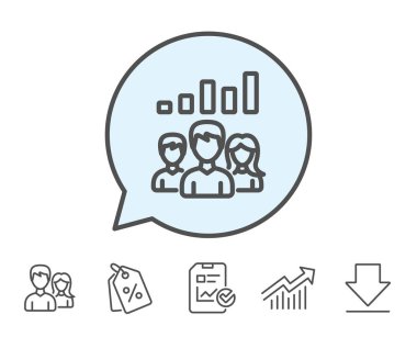 Ekip çalışması sonuçları satırı simgesi. Bir grup insan.