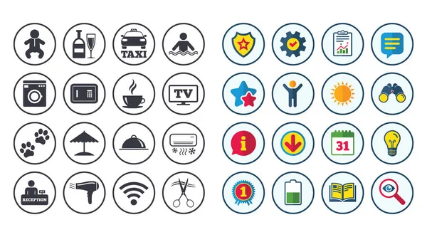 Otel hizmetleri ve daire simgeler kümesi.