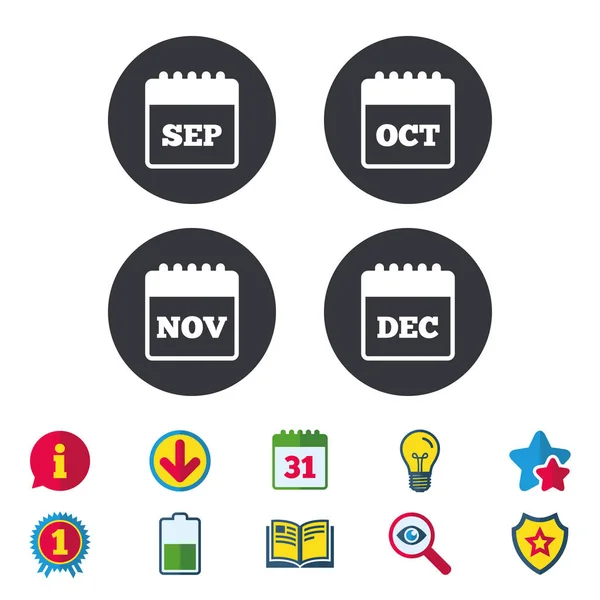 Kalender. September, November, Oktober, Dezember. — Stockvektor