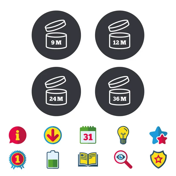 Na opening pictogrammen te gebruiken. verloop datum product. — Stockvector