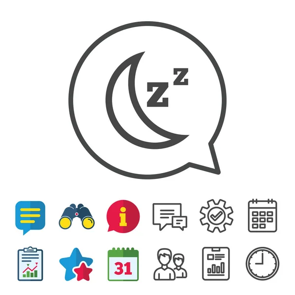 Sleep sign icon. Moon with zzz button. — Stock Vector