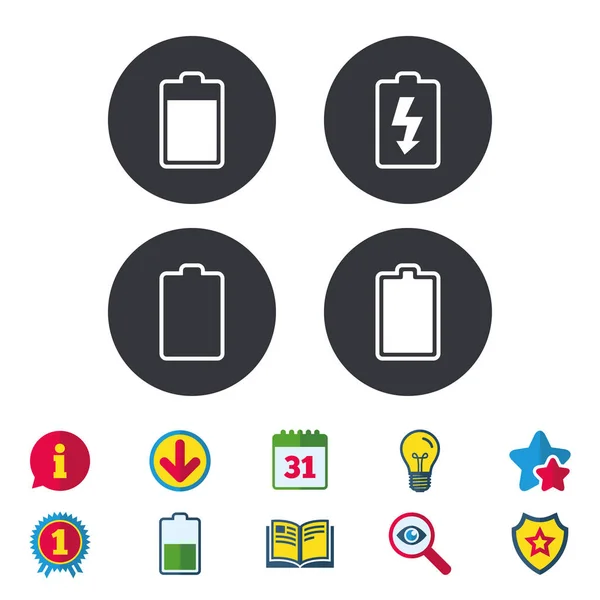 Icônes de charge de batterie. Symbole électrique . — Image vectorielle