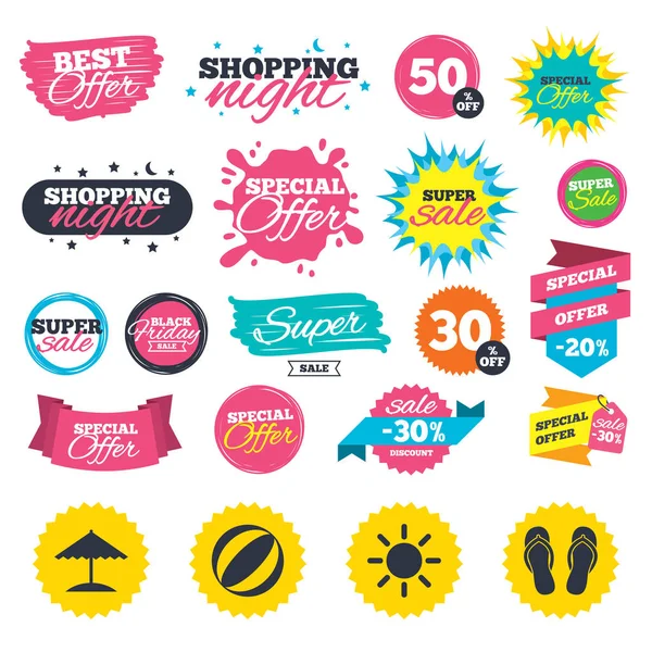 Beach Tatil simgeler. Şemsiye ve sandal.