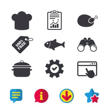 Şef şapka ve pişirme pan simgeler