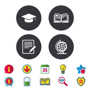 kalem ve açık kitap işaretleri