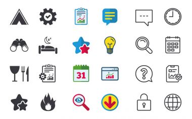 Kamp çadır ve yangın işaretleri