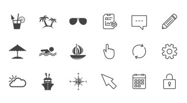 Cruise gezisi ve yat simgeler