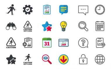 Dikkatli ıslak zemin simgeler