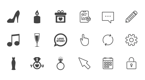 Wedding, engagement icons — Stock Vector