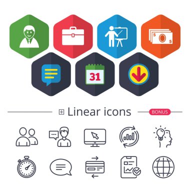 işadamı işaretler. insan ve nakit para simgeleri.