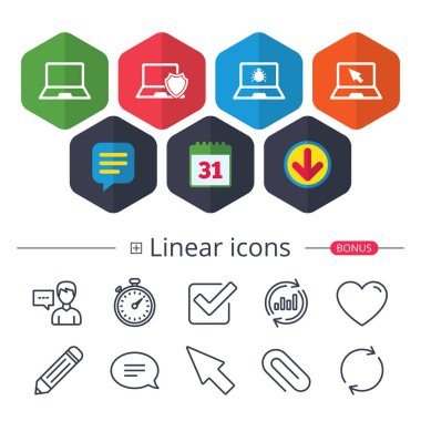 dizüstü dizüstü pc simgeler. virüs veya yazılım hata.