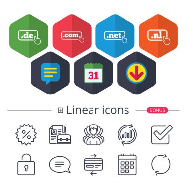 Üst düzey etki alanları işaretler. De, Com, Net ve Nl.