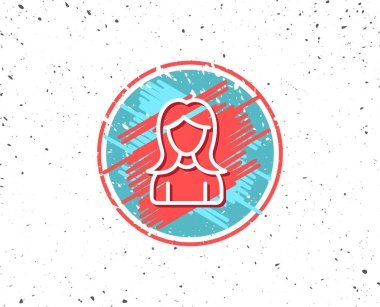 Kullanıcı satırı simgesi. Kadın profili işareti.