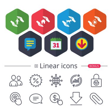 sigorta simgeler eller. insan hayat sigortası işareti.