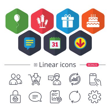 doğum günü partisi simgeler. pasta ve Hediyelik kutu simgesi.