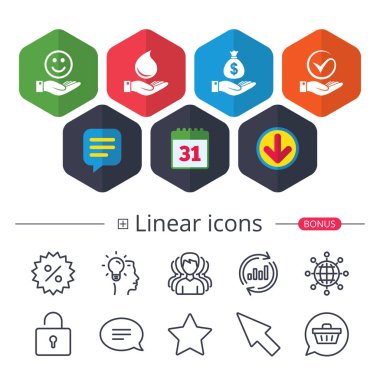 Gülümseme ve el simgesi. 