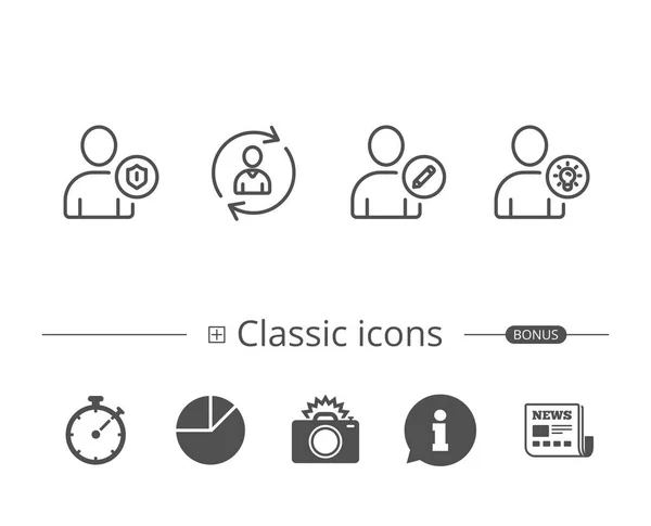 Χρήστη, επεξεργασία προφίλ και ιδέα γραμμή εικονιδίων. — Διανυσματικό Αρχείο