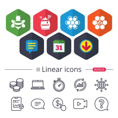 Tatlım simgesi. Petek hücreleri arılar simgesiyle.