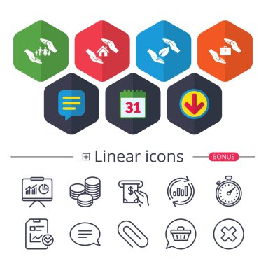 Eller sigorta simgeler. İnsan hayat sigortası.