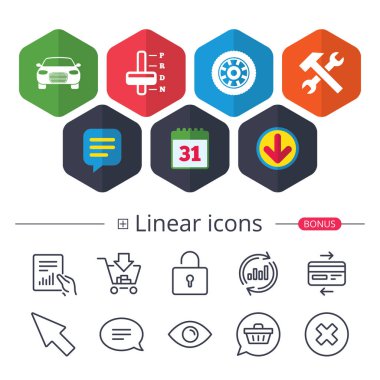 Taşıma simgeler. Takometre ve Onarma aracı.