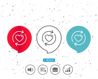 Güncelleştirme ilişkileri satırı simgesi. Aşk sembolü.