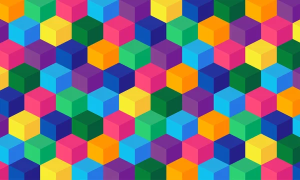 矢量抽象框背景 带正方形网格的彩色插图 数字几何抽象与立方体 矢量插图 — 图库矢量图片