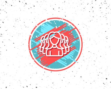 Grunge düğme simgesi olan. Kadınlar satırı simgesi grubudur. İnsan iletişimi sembolü. Ekip çalışması işareti. Rasgele arka plan. Vektör