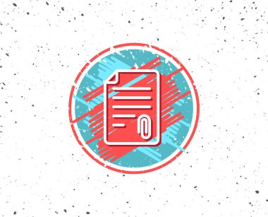 Grunge düğme simgesi olan. CV ek satır simgesi. Belge dosya simgesi. Rasgele arka plan. Vektör