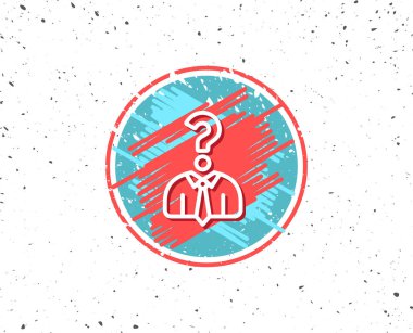 Grunge düğme simgesi olan. İş baş av satırı simgesi. Soru işareti. İnsan kaynakları sembolü. Rasgele arka plan. Vektör