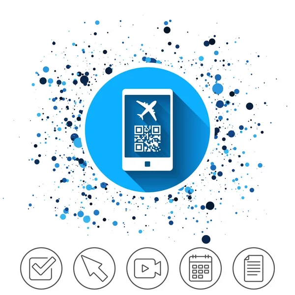 Tlačítko Pozadí Kruhy Palubní Ikona Podepsat Letu Mobilní Vstupenku Letiště — Stockový vektor