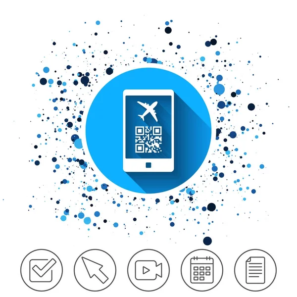 Pulsante Sfondo Cerchi Icona Del Cartello Volo Del Pass Mobile — Vettoriale Stock
