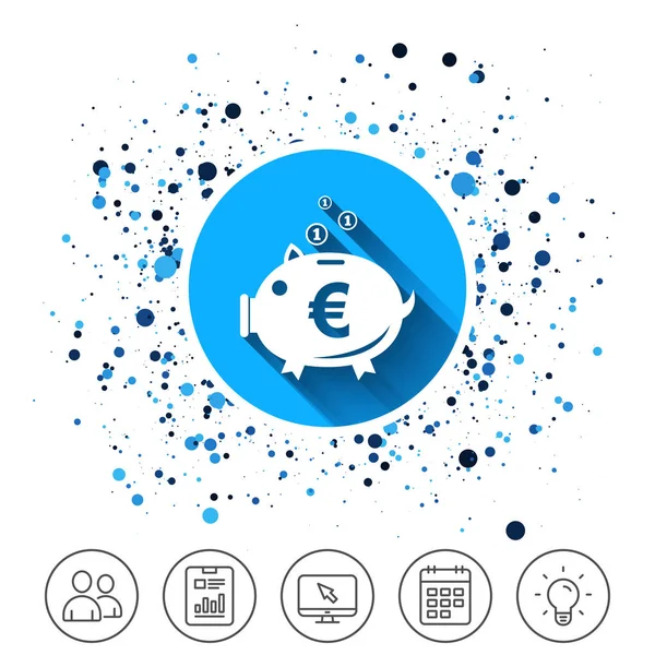 Button Circles Background Piggy Bank Sign Icon Moneybox Euro Symbol — Stock Vector