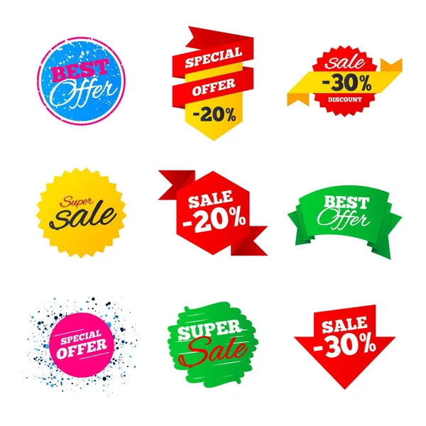 Sale Banners Templates Best Offers Discounts Tags Market Flyers Clearance — Stock Vector