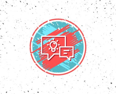 Konuşma balonları ile fikir lamba satır simgesi.