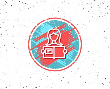 Kadın bir kitap satırı simgesi okuyun. 