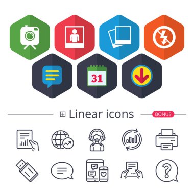 Takvim, konuşma balonu ve Download işaretleri 