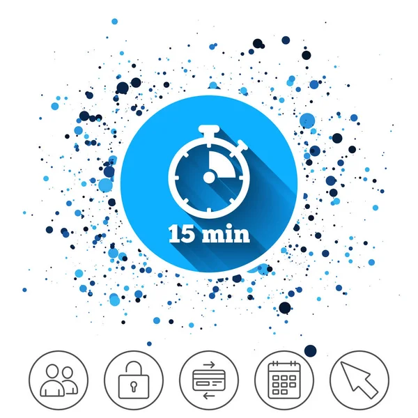 15 minutes stopwatch symbol. — Stock Vector