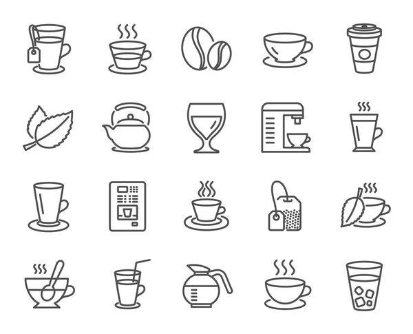Linha de ícones de café e chá — Vetor de Stock