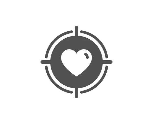 Coração no ícone de mira alvo — Vetor de Stock