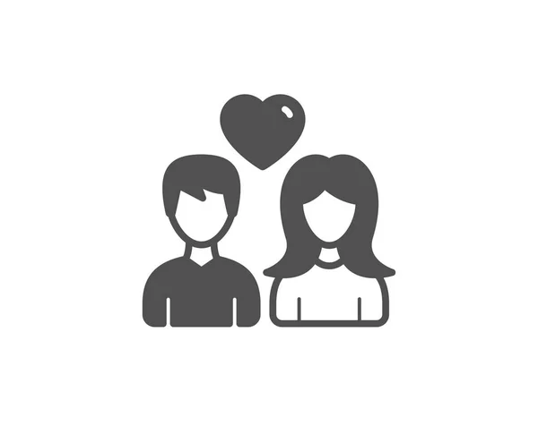 Paar mit Herz einfache Ikone — Stockvektor