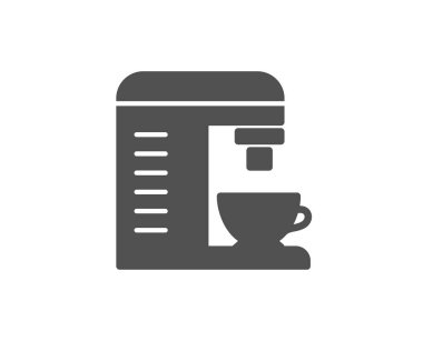 Kahve makinesi basit simgesi. Sıcak bir içecek işareti. Taze içecek sembolü. Vektör