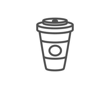 Paket servisi olan restoran kahve veya çay satırı simgesi. Sıcak bir içecek işareti. İçecek sembolü. Vektör