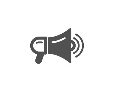 Megafon basit simgesi. Reklam aygıt simgesi. İletişim işareti. Vektör