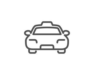 Taksi satırı simgesi. İstemci ulaşım işareti. Yolcu araba sembolü. Kalite tasarım öğesi. Düzenlenebilir inme. Vektör