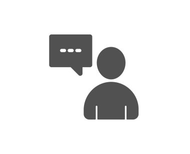 Kullanıcı iletişim basit simgesi. Kişi ile sohbet etmek konuşma balonu işareti. İnsan siluet simge. Kalite tasarım öğeleri. Klasik tarzı. Vektör