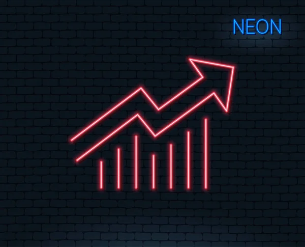 Neon Ljus Internationell Ikon Rapport Graf Eller Försäljning Tillväxt Tecken — Stock vektor