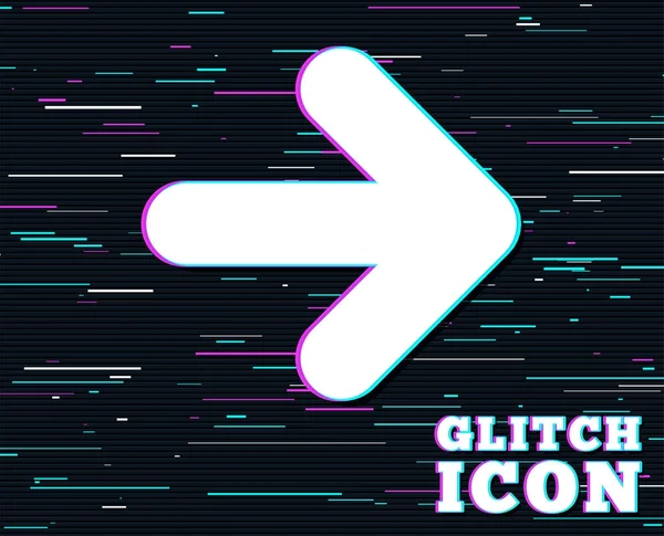 Glitch Effekt Pfeilzeichensymbol Nächste Taste Navigationssymbol Hintergrund Mit Farbigen Linien — Stockvektor