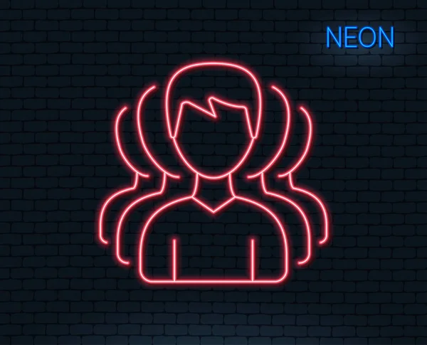 Lumière Néon Icône Ligne Groupe Hommes Symbole Communication Humaine Panneau — Image vectorielle